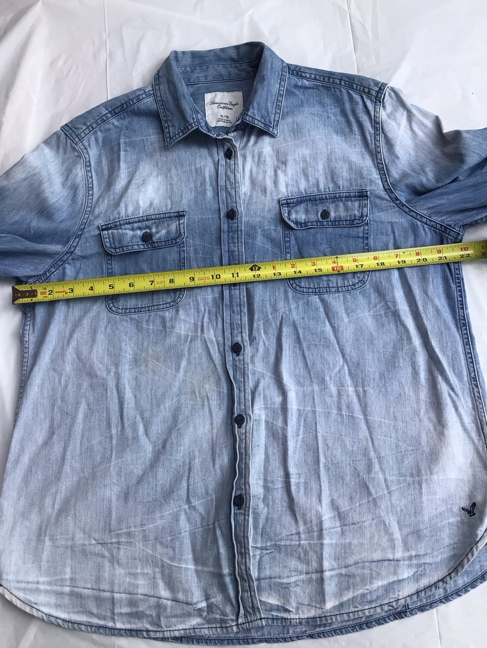 American Eagle Outfitters Faded Blue Denim Shirt - Picture 6 of 11